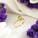 Zebercet (Peridot) Taşı 925 Ayar Gümüş Gold Kaplama Bayan Yüzük