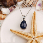 Lapis Lazuli Doğal Taş Gümüş Bayan Kolye - Görsel 8