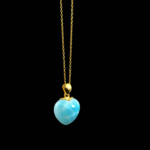 Larimar Taşı Orta Boy Kalp Model Gümüş Gold Bayan Kolye - Görsel 4