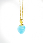 Larimar Taşı Küçük Boy Kalp Model Gümüş Gold Bayan Kolye - Görsel 2