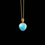 Larimar Taşı Küçük Boy Kalp Model Gümüş Gold Bayan Kolye - Görsel 5