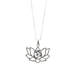 Reiki Om Sembollü Lotus Çiçeği Gümüş Bayan Kolye - Görsel 2