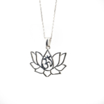 Reiki Om Sembollü Lotus Çiçeği Gümüş Bayan Kolye - Görsel 3