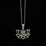 Reiki Om Sembollü Lotus Çiçeği Gümüş Bayan Kolye - Görsel 4