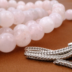 Orijinal Pembe Kuvars Doğal Taş 99 Metal Tesbih (8mm) - Görsel 3