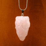 Pembe Kuvars Doğal Taş Metal Kolye - Görsel 3
