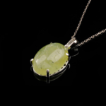 Prehnite (Prinayt) Doğal Taş Gümüş Bayan Kolye - Görsel 4