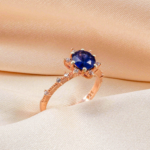 Safir Doğal Taş Rose Gümüş Bayan Yüzük (1ct)