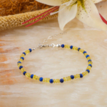 Orijinal Natural Sarı Safir Lapis Lazuli Doğal Taş Gümüş Bileklik