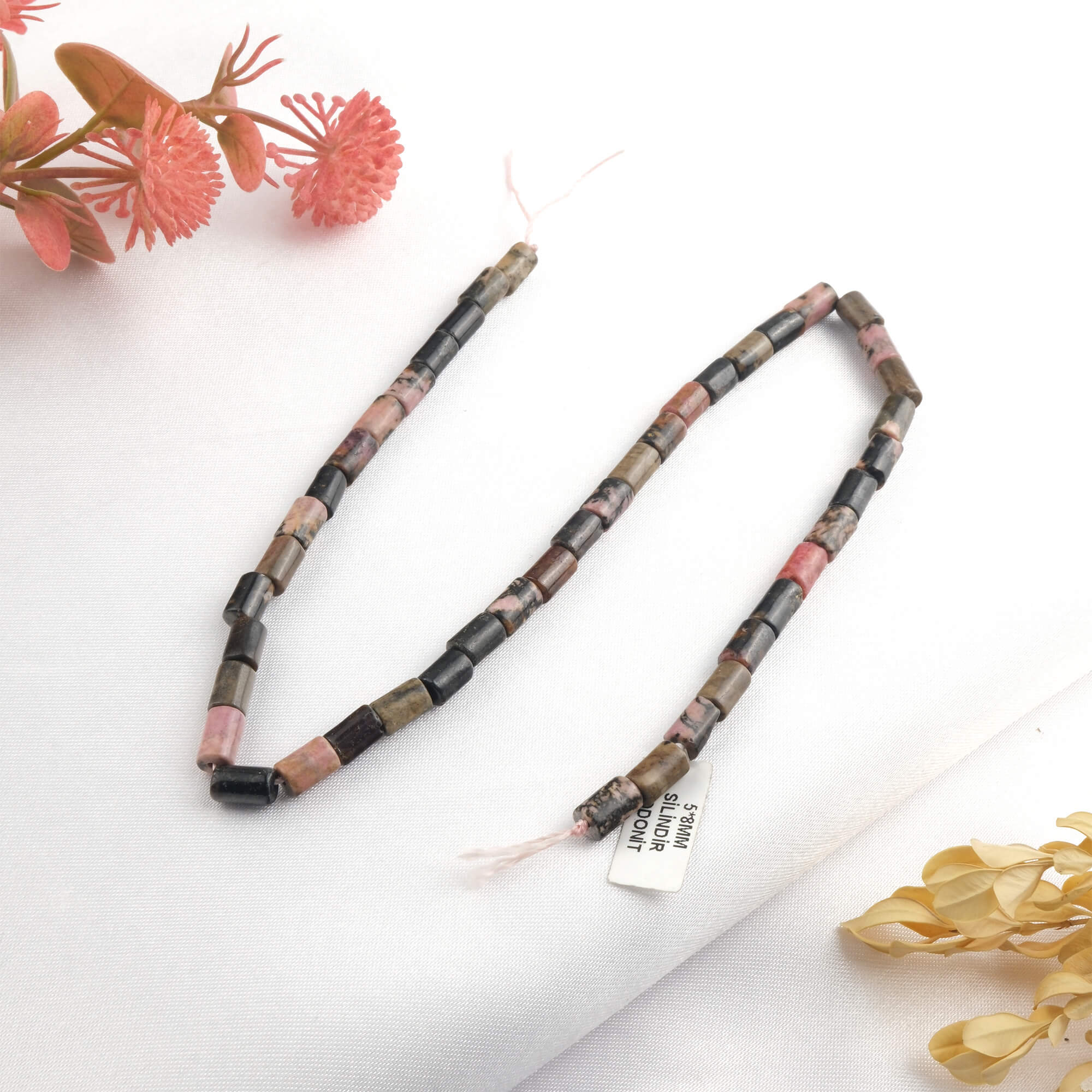 silindir-rodonit-dizi-dogal-tas-dizi-5x8mm-safir-tas-evi- (1) toptan doğal taş dizi rodonit 5x8mm silindir kesim profesyonel dizim için doğal taş