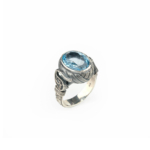 Blue Topaz Doğal Taş Gümüş Unisex Yüzük - Görsel 4