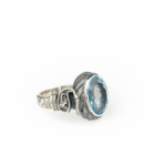 Blue Topaz Doğal Taş Gümüş Unisex Yüzük - Görsel 3