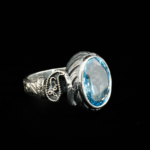 Blue Topaz Doğal Taş Gümüş Unisex Yüzük - Görsel 6