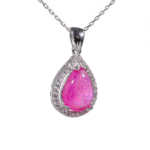 Yakut Doğal Taş Gümüş Bayan Kolye (7ct) - Görsel 3