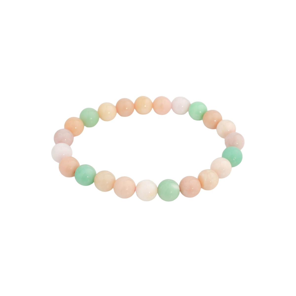Pulsera flexible de piedra natural hecha de cuentas redondas de crisoprasa verde ve opalo rosa suave de 8-9mm.