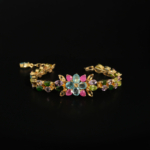 Bracelet de luxe en argent sterling 925 plaqué or orné de pierres naturelles de topaze, tourmaline, améthyste, rubis et citrine.