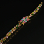 Orijinal Topaz, Turmalin, Zebercet, Ametist, Yakut ve Sitrin Taşlı Özel Tasarım Gümüş Bileklik (15+3cm) - Görsel 5