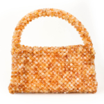 Bolso de lujo de piedra natural amarillo dorado hecho a mano con aproximadamente 2000 piezas de piedras de citrina originales de talla faceta de 8 mm.