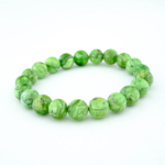 Bracciale elastico con grani sferici in variscite naturale originale qualità 5A+ da 11-12 mm.