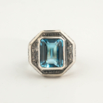 Orijinal Blue Topaz Taşı 925 Ayar Gümüş Tasarım El İşçiliği Yüzük (14ct) - Görsel 2