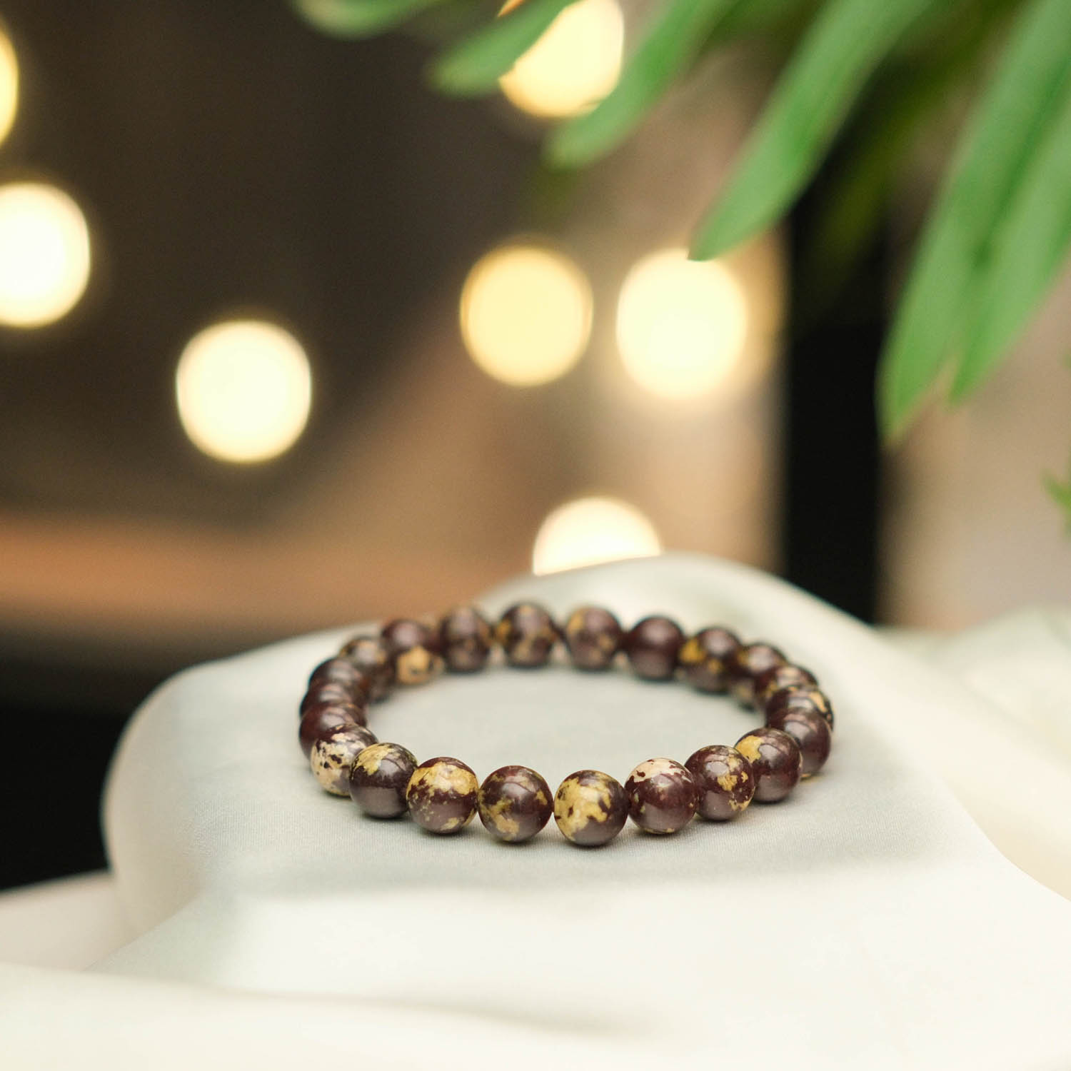 original-9-10mm-chocolate-jasper-gemstone-round-bead-bracelet 9-10 mm ideal küre kesim kahverengi ve krem tonlarında şerit geçişlerine sahip orijinal çikolata jasper doğal taş tasarım bileklik modeli.