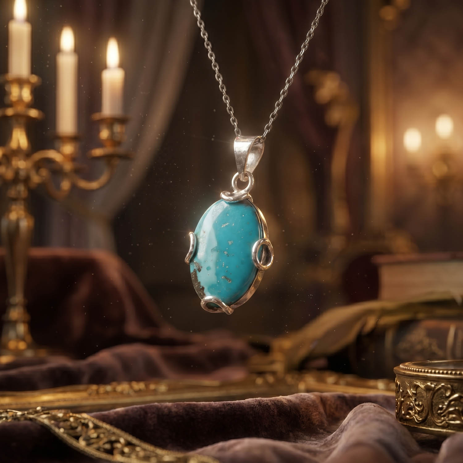 orijinal-turkuaz-firuze-oval-dogal-tas-925-ayar-gumus-kolye Luxus-Design-Kette aus 925er Sterlingsilber, besetzt mit einem originalen Türkis-Edelstein im ovalen Cabochon-Schliff.