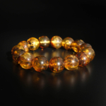 Pulsera de diseño para adulto adornada con cuentas de 13-14mm de gema de ámbar báltico natural original.