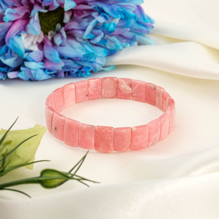 5A+ kalite orijinal pembe rodokrosit doğal taş Rolex dilim kesim lüks bileklik.