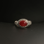 Bague unisexe pour homme et femme en argent 925 gravé à la main sertie d'un ambre ottoman rouge.