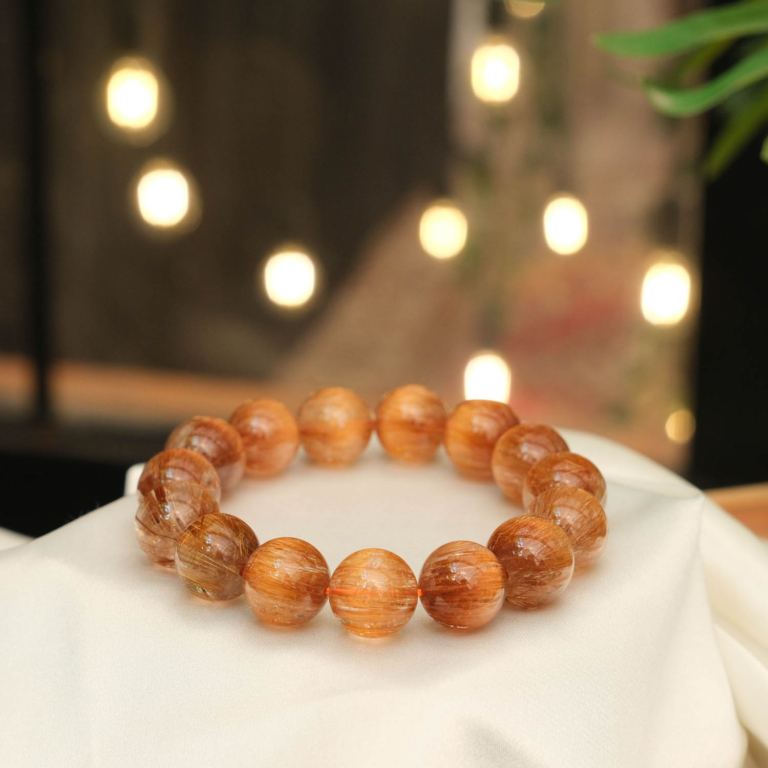 Luxus-Design-VIP-Armband aus originalen 15,23-15,34mm 10A+ rutiliertem Rauchquarz-Natursteinen mit internationalem Zertifikat.