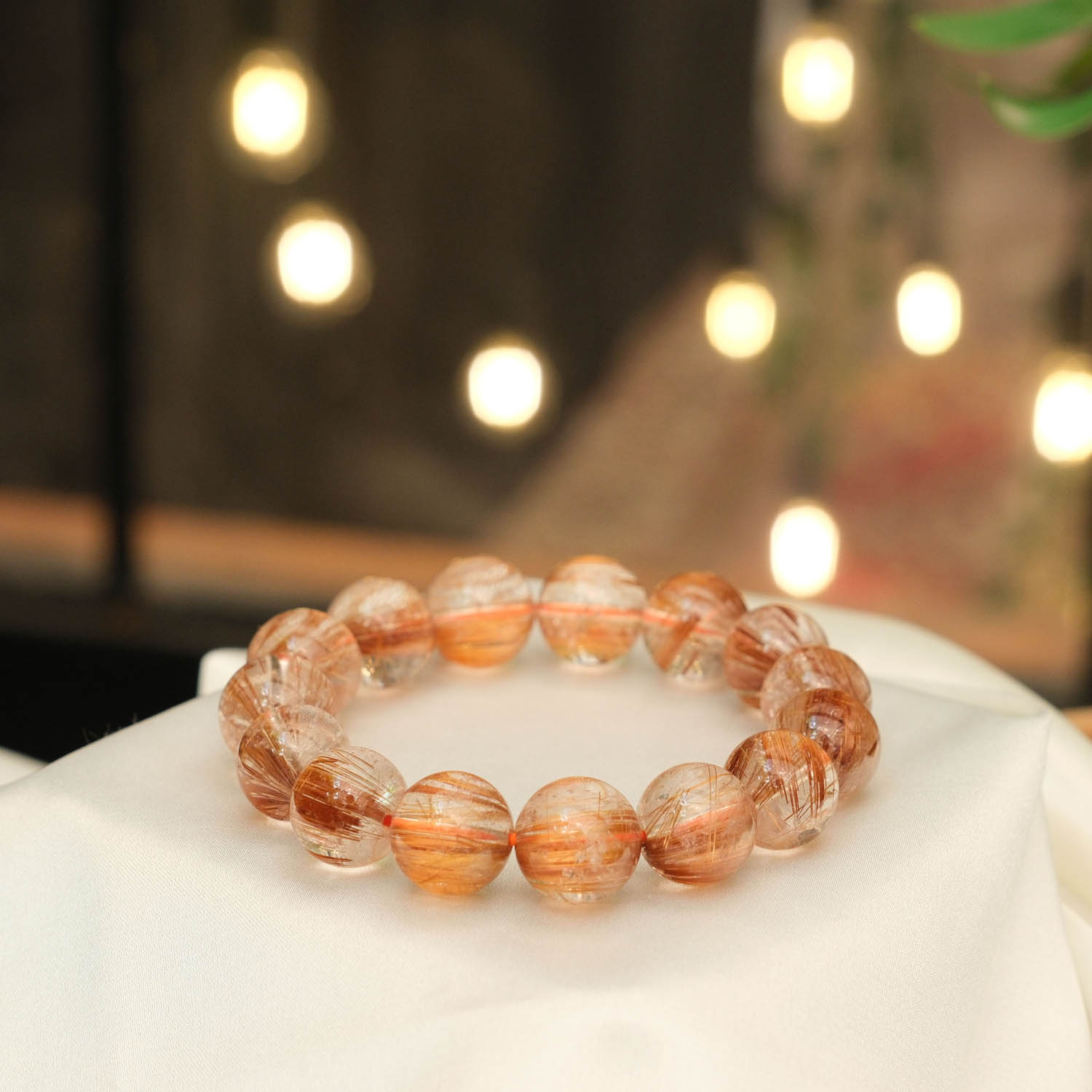 bracciale-pietra-quarzo-rutilato-rame-oro-naturale-10a-vip-sfere-lusso-14mm Luxus-Design-VIP-Armband aus originalen 14,54-14,56mm 10A+ kupfer-rutiliertem Rauchquarz-Natursteinen mit Zertifikat.