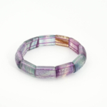Bracelet de luxe en fluorite multicolore naturelle sculptée avec maillons style Rolex.