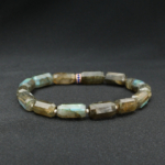 Bracelet élastique en perles cylindres facettées de labradorite naturelle 5A+ et argent 925.