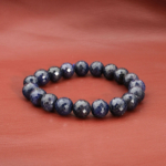 Bracelet mixte en perles rondes facettées de 10-11 mm de saphir bleu foncé naturel qualité 5A+.