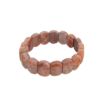 Bracelet de taille ovale rolex en pierre naturelle de corail fossile original dans des tons orange et brique avec des motifs fossiles mouchetés.