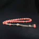 Chapelet islamique de 33 perles en pierre de soleil naturelle 5A+ avec pompon artisanal en argent 925.
