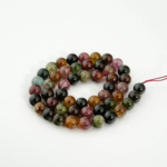 Fil de perles rondes en tourmaline naturelle multicolore de qualité 7A de 8 mm pour création de bijoux.