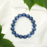 Orijinal 11-12 mm küre kesim derin mavi kyanit doğal taş unisex bileklik.