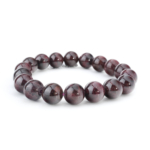 Pulsera de piedra natural de granate original con cuentas grandes de 11-12 mm en color burdeos oscuro.