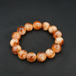 A chunky 4A+ grade natural golden cognac citrine 13-14mm large round bead unisex stretch bracelet.