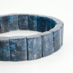 An authentic premium 6A+ grade natural blue kyanite rolex cut stretch bracelet for men and women.