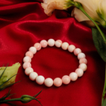 Orijinal 8-9 mm kraliçe pembe opal doğal taş pürüzsüz küre kesim kadın bileklik.