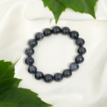 Orijinal 12-13 mm küre kesim koyu lacivert safir doğal taş unisex bileklik.
