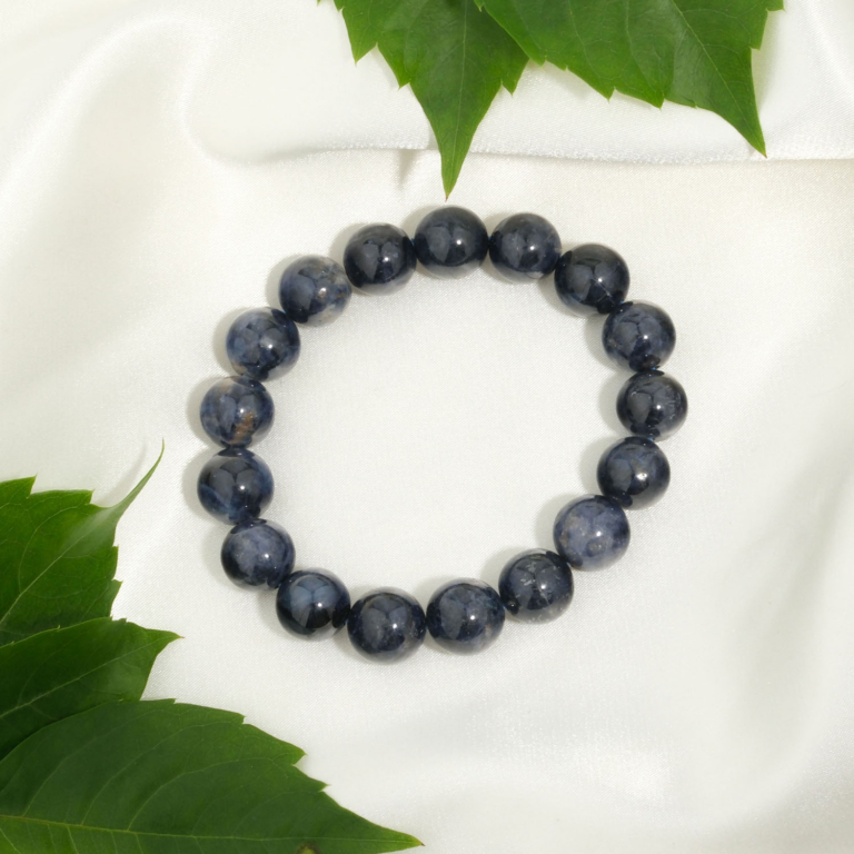 Orijinal 12-13 mm küre kesim koyu lacivert safir doğal taş unisex bileklik.