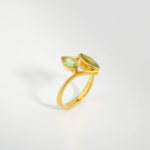 Orijinal Zebercet (Peridot) Doğal Taş 925 Ayar Gümüş Tasarım Gold Kaplama Kadın Yüzük - Görsel 2