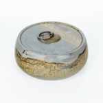Boîte à bijoux décorative de collection sculptée en jaspe paysage naturel avec couvercle 11x4cm.