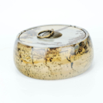 Boîte à bijoux décorative de collection sculptée en jaspe paysage naturel avec couvercle 11x4cm.