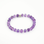 Bracelet élégant pour femme en améthyste naturelle facettée rondelle 6x8 mm avec intercalaires argentés.