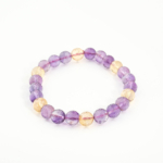 Bracelet de luxe en amétrine naturelle facettée de qualité 6A+ avec perles rondes brillantes de 8-9 mm.