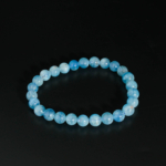 Bracelet artisanal de perles rondes 7-8mm en aigue-marine naturelle bleu pastel qualité 6A+.